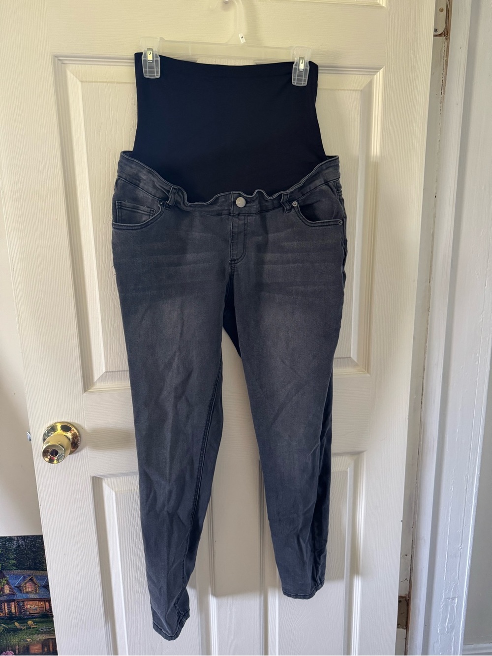 Time and Tru Maternity Jeans Gray Black Stretch Size Large